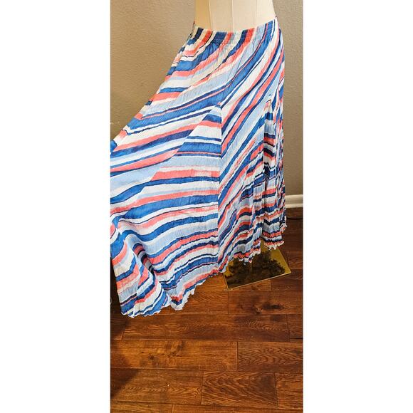 Jessica London Women's Patriotic RED White Blue Flowy Striped Maxi Skirt Sz 22W - Picture 2 of 3